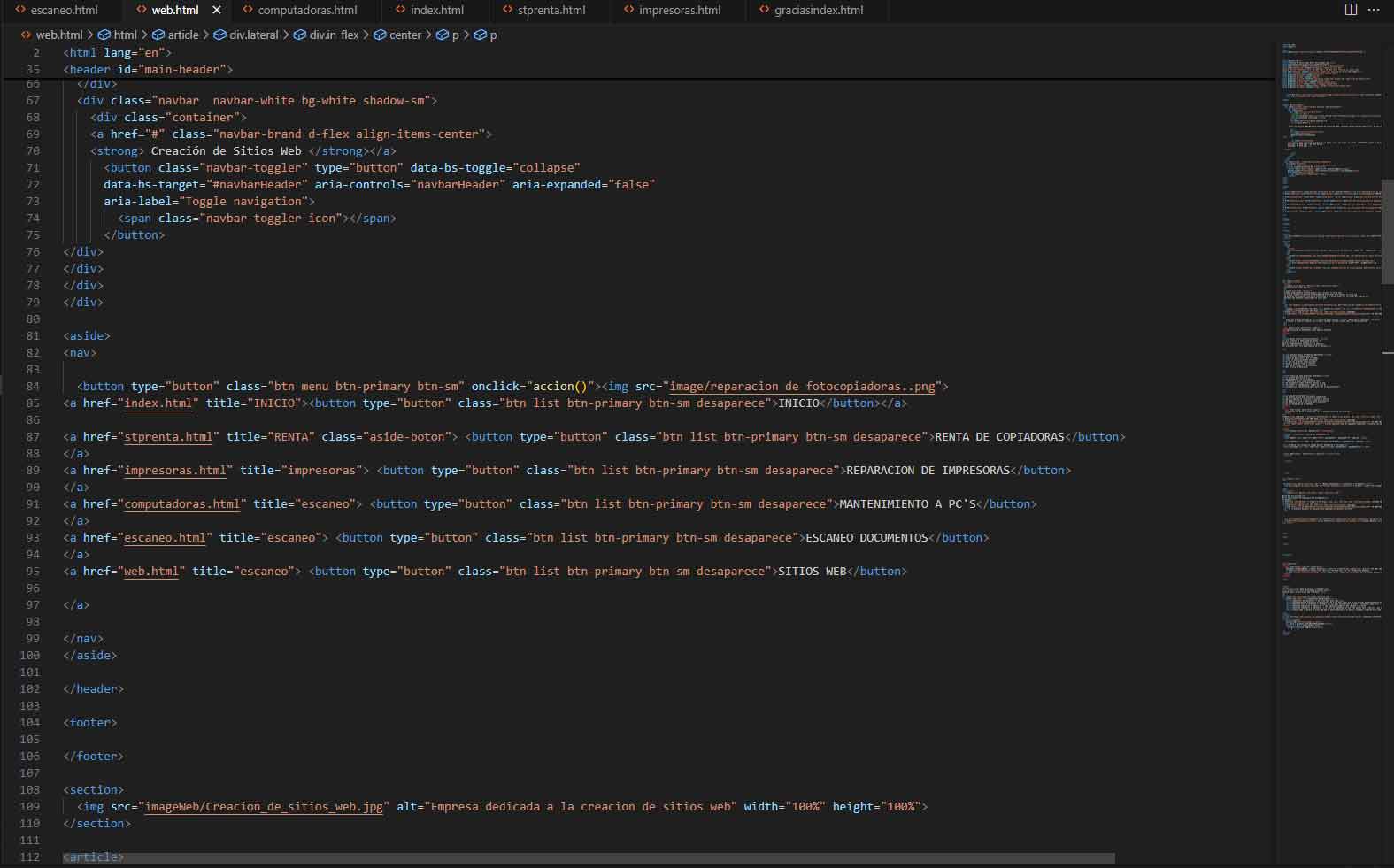 creacion de sitios web
